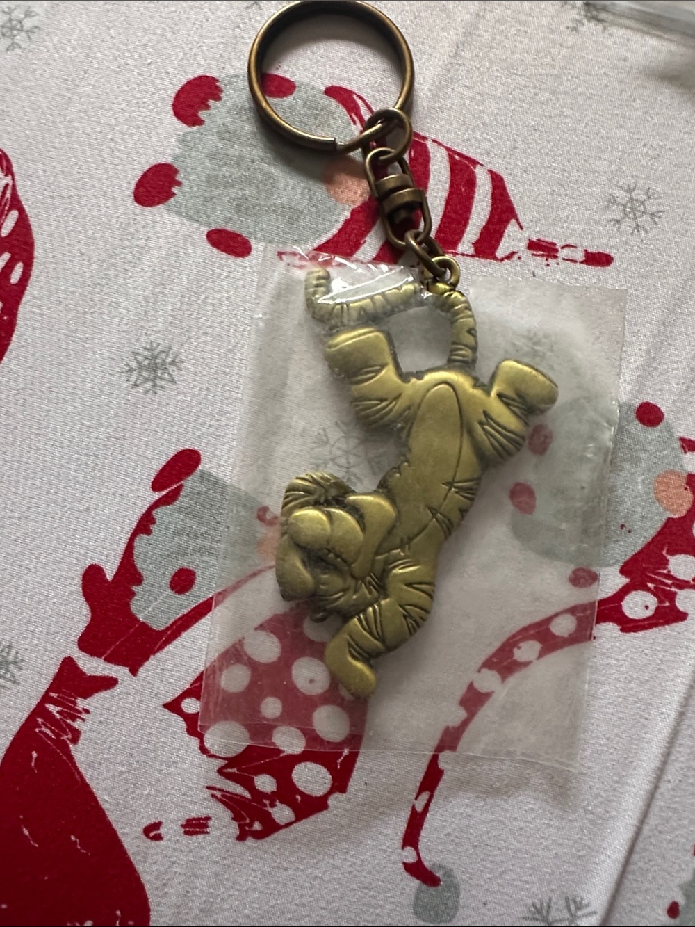 Brass Tone Tiger Keychain - Cute Animal Charm